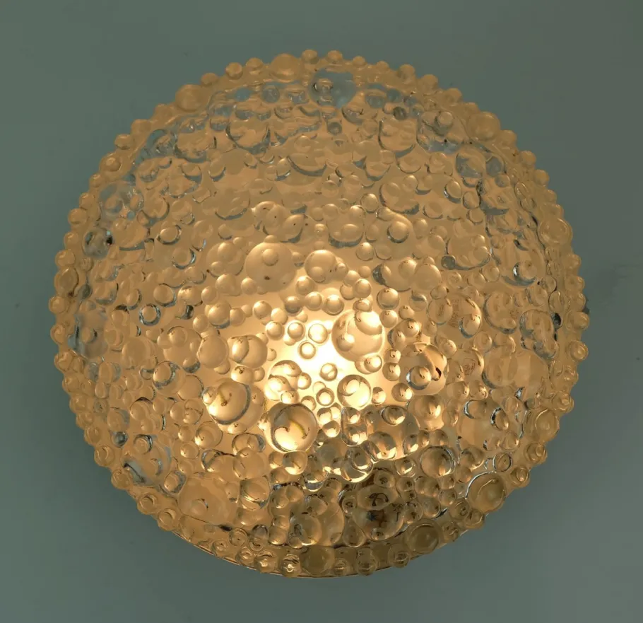 New Pamono Vintage Ceiling Lamp in Structured Glass from Staff Leuchten, 1960s