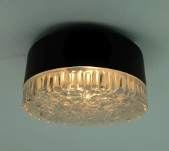New Pamono Vintage Ceiling Lamp in Structured Glass from Staff Leuchten, 1960s