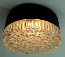 New Pamono Vintage Ceiling Lamp in Structured Glass from Staff Leuchten, 1960s