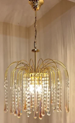 Hot Pamono Vintage Ceiling Lamp with Gold-Plated Metal Rods, 1970s