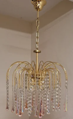 Hot Pamono Vintage Ceiling Lamp with Gold-Plated Metal Rods, 1970s