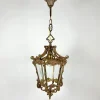 Discount Pamono Vintage Ceiling Lantern in Bronze with Etched Glass Panels, 1930s