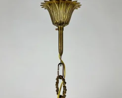 Discount Pamono Vintage Ceiling Lantern in Bronze with Etched Glass Panels, 1930s