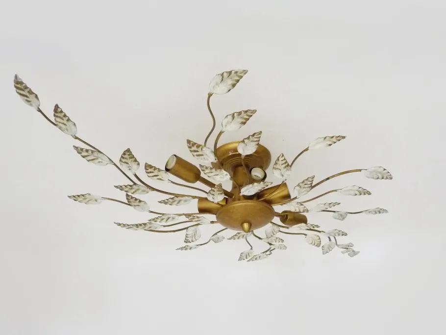 Hot Pamono Vintage Ceiling Light in Gold Metal with Foliage Decoration, 1990s
