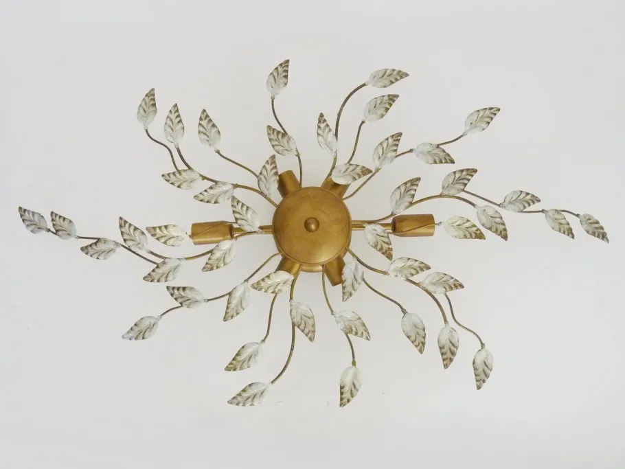 Hot Pamono Vintage Ceiling Light in Gold Metal with Foliage Decoration, 1990s