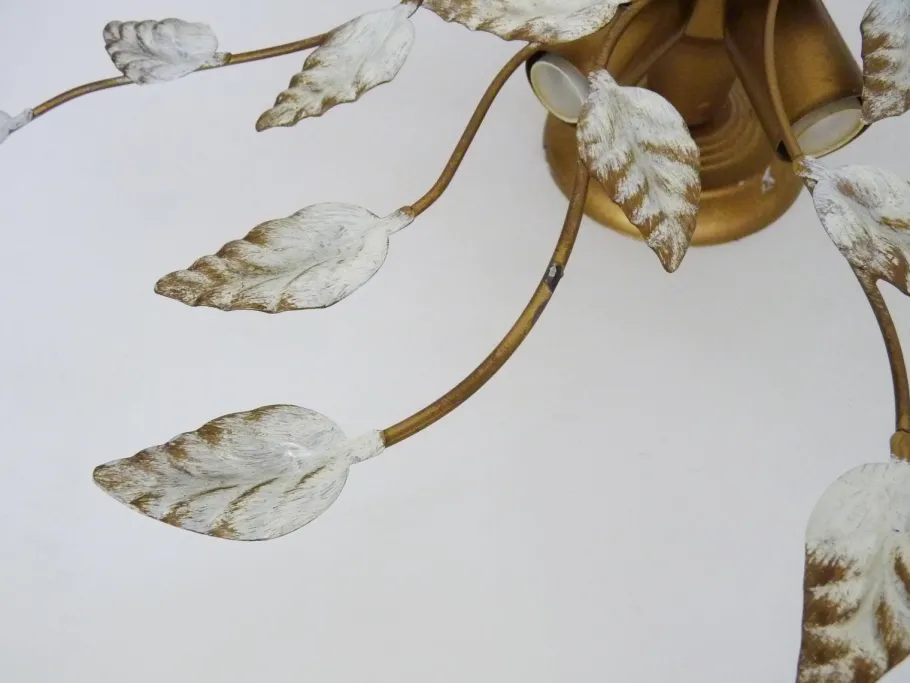 Hot Pamono Vintage Ceiling Light in Gold Metal with Foliage Decoration, 1990s
