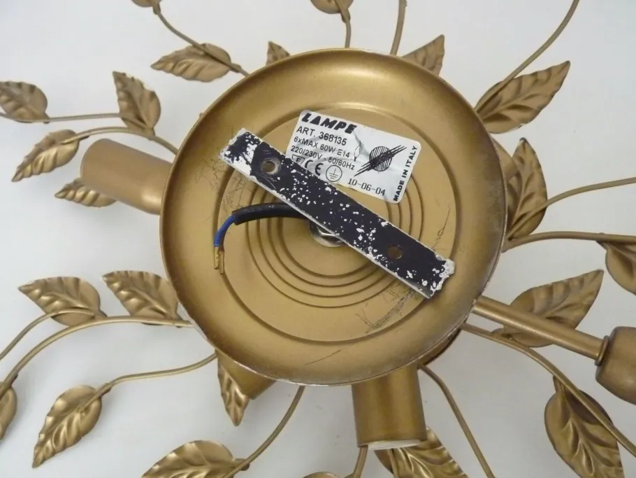 Hot Pamono Vintage Ceiling Light in Gold Metal with Foliage Decoration, 1990s