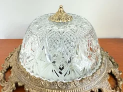 Hot Pamono Vintage Ceiling Light in Brass and Cut Glass, 1960s