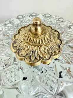 Hot Pamono Vintage Ceiling Light in Brass and Cut Glass, 1960s