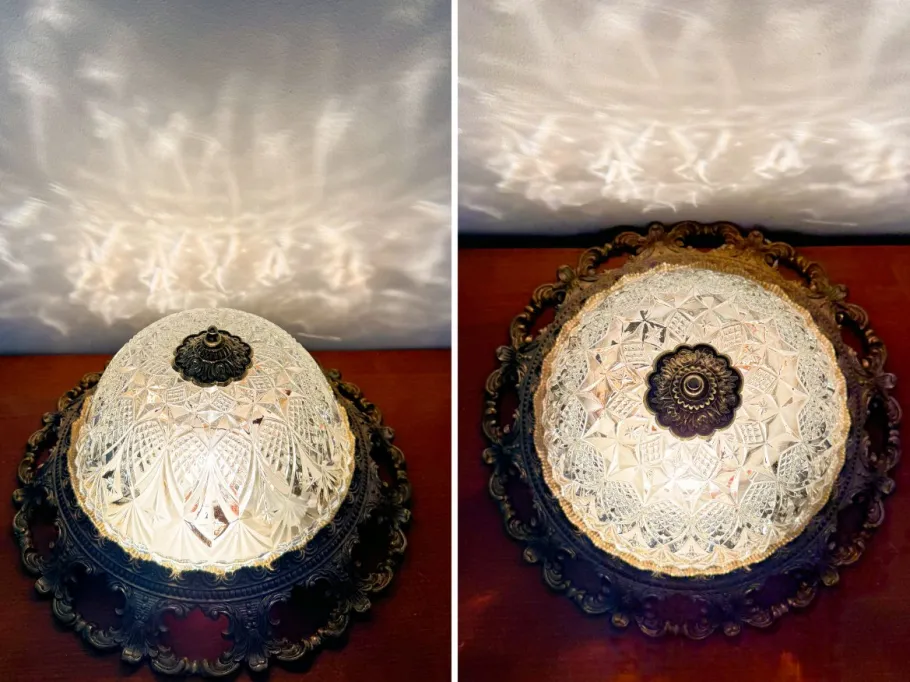 Hot Pamono Vintage Ceiling Light in Brass and Cut Glass, 1960s