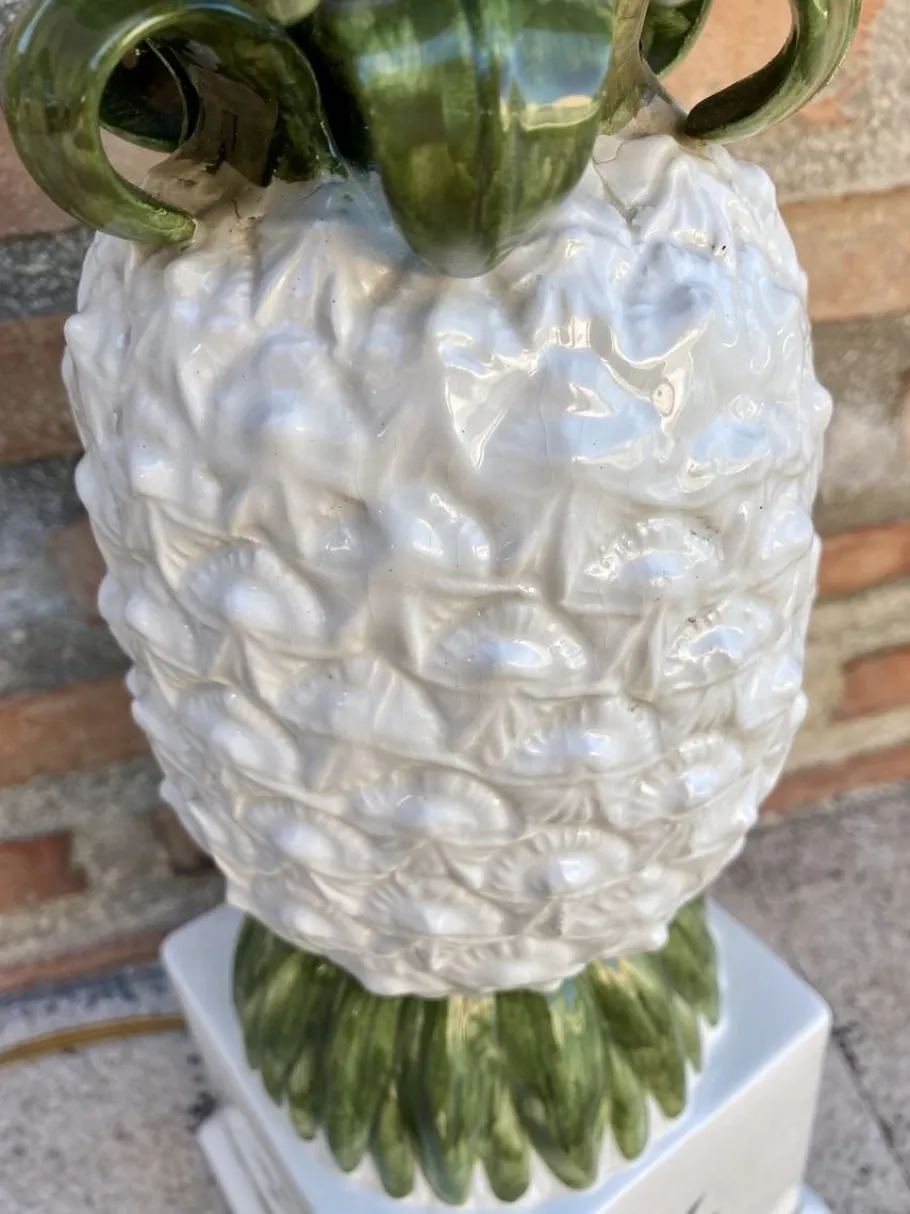 Sale Pamono Vintage Ceramic and Brass Pineapple Table Lamp by R. Costa for Cerámica Artística Costa Bassano