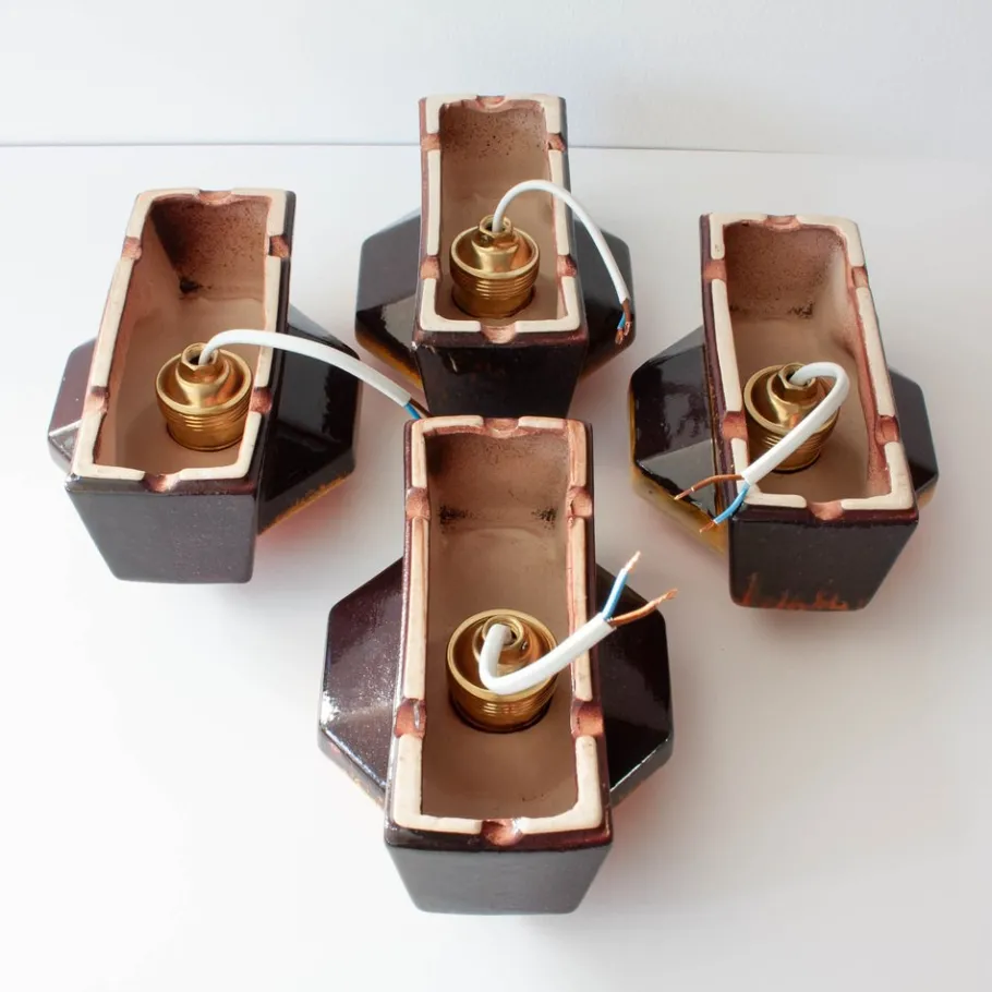 Hot Pamono Vintage Ceramic Sconces attributed to Pan Hustadt Leuchten, 1970s, Set of 4