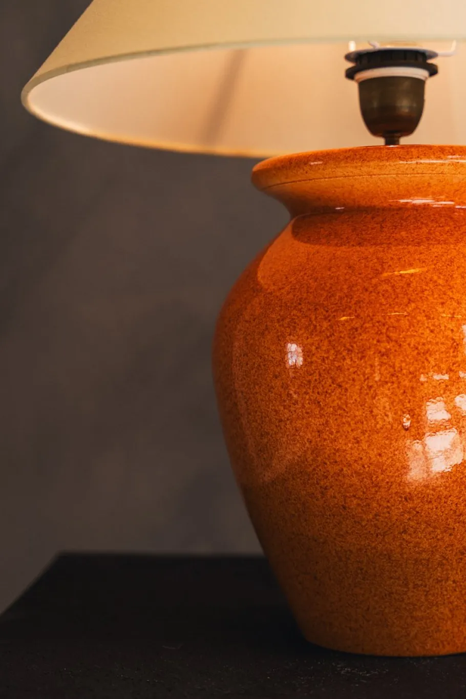 New Pamono Vintage Ceramic Terracotta Table Lamp by Robert Kostka for Kosta