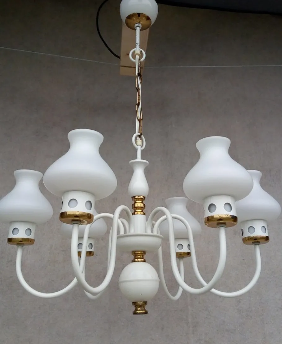 New Pamono Vintage Chandelier & Table Lamp, 1970s, Set of 2