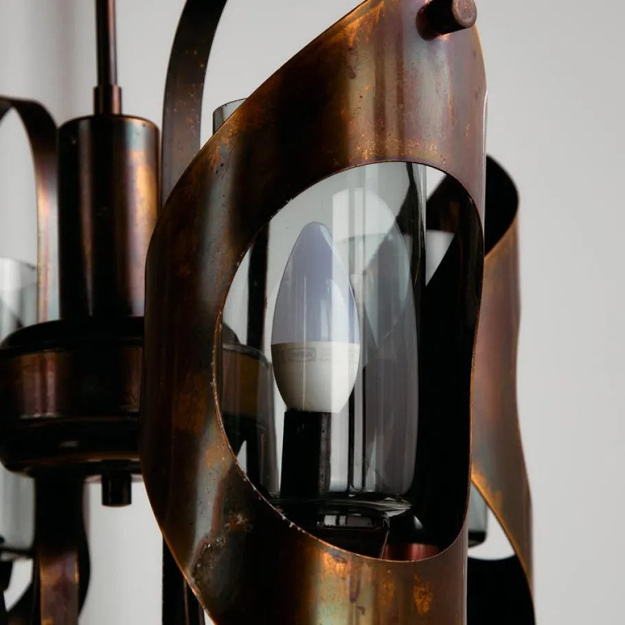 Sale Pamono Vintage Chandelier in Brass and Glass