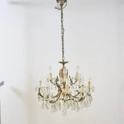 Discount Pamono Vintage Chandelier in Metal and Glass with Drops