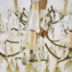 Discount Pamono Vintage Chandelier in Metal and Glass with Drops