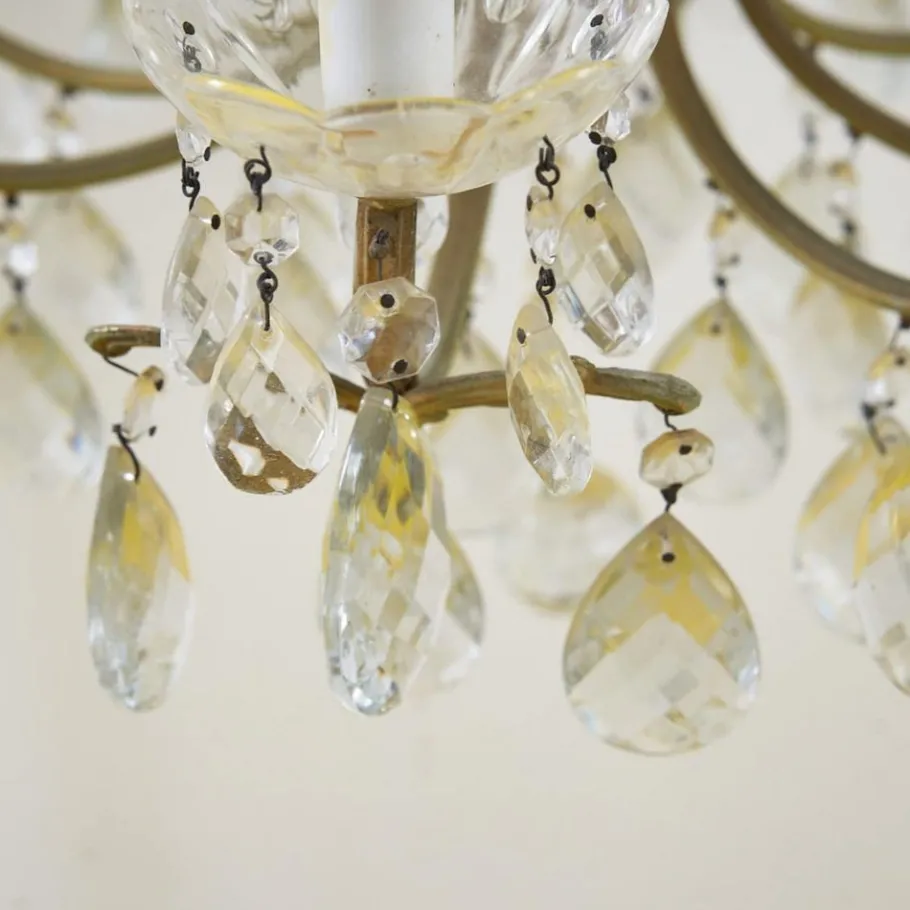 Discount Pamono Vintage Chandelier in Metal and Glass with Drops