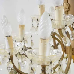 Discount Pamono Vintage Chandelier in Metal and Glass with Drops