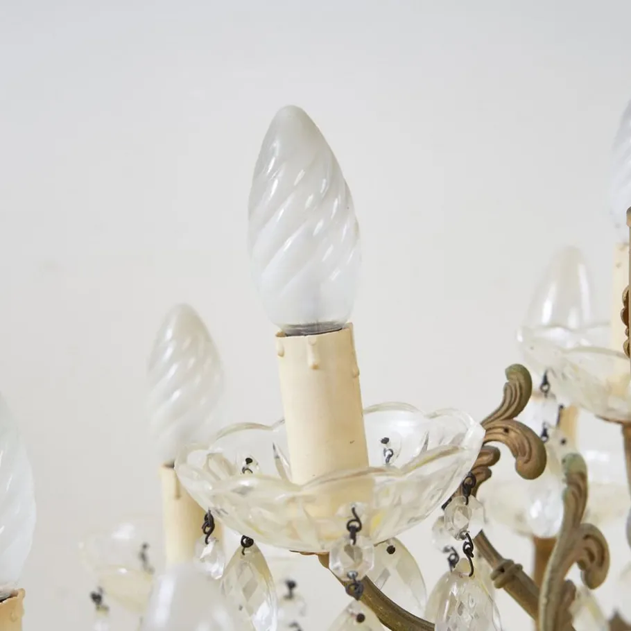 Discount Pamono Vintage Chandelier in Metal and Glass with Drops