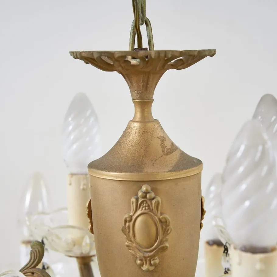 Discount Pamono Vintage Chandelier in Metal and Glass with Drops