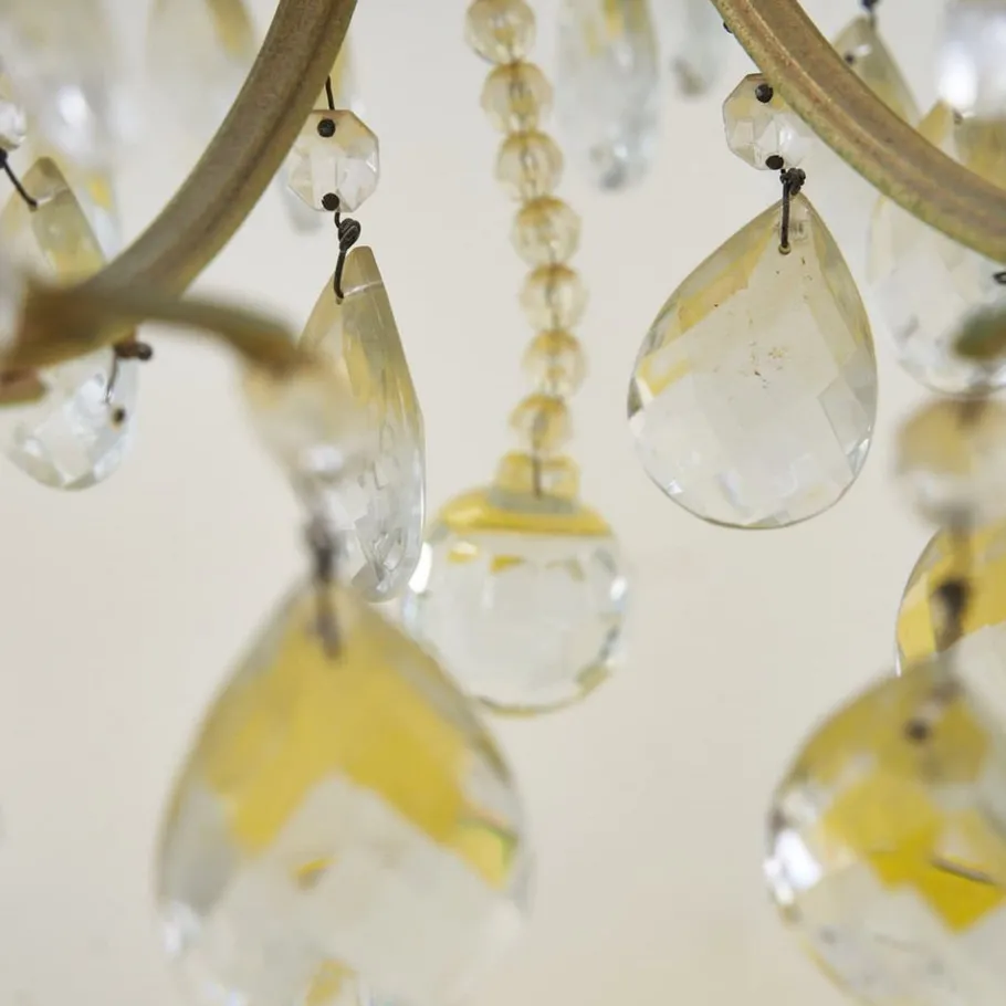 Discount Pamono Vintage Chandelier in Metal and Glass with Drops