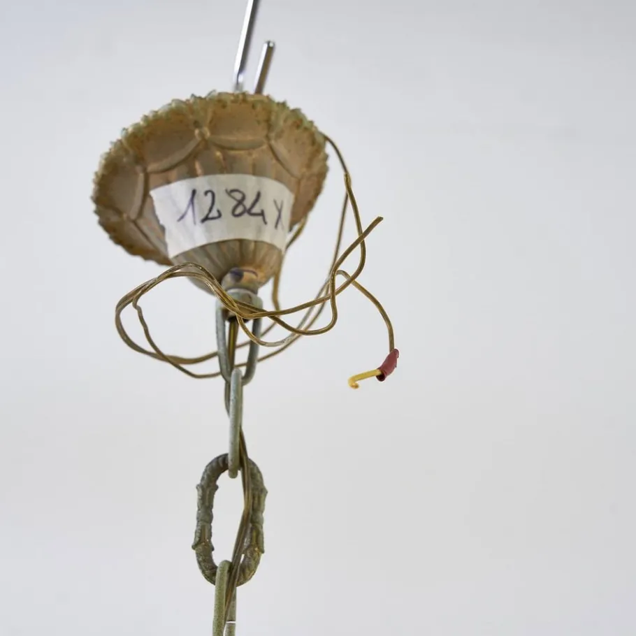 Discount Pamono Vintage Chandelier in Metal and Glass with Drops