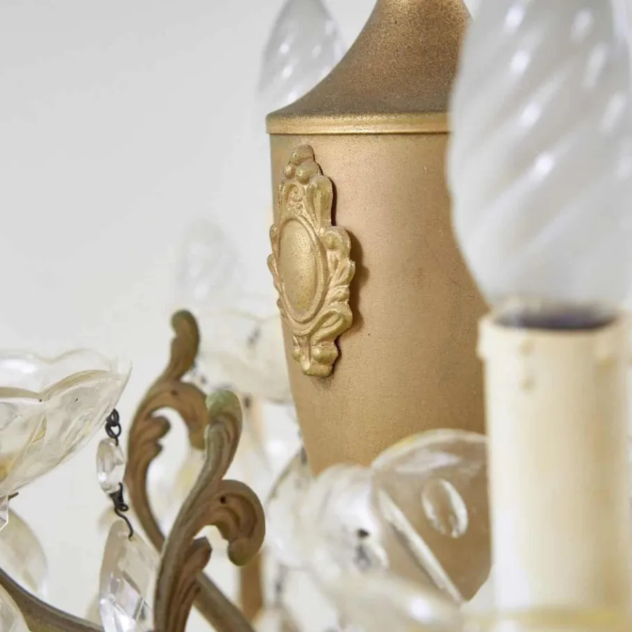 Discount Pamono Vintage Chandelier in Metal and Glass with Drops