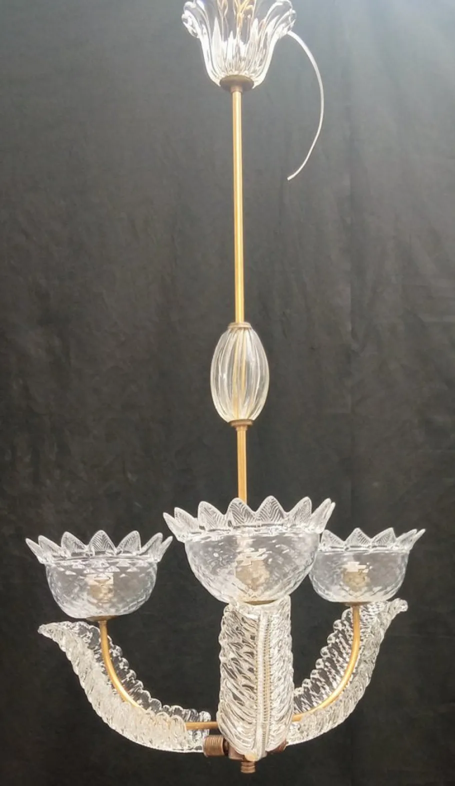 Sale Pamono Vintage Chandelier in Murano Glass, 1940s