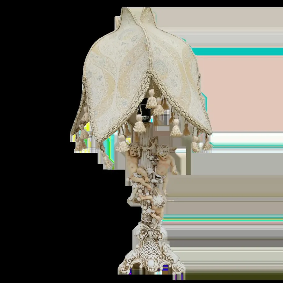 Outlet Pamono Vintage Cherub Table Lamp with Tulip Lamp Shade, 1980s