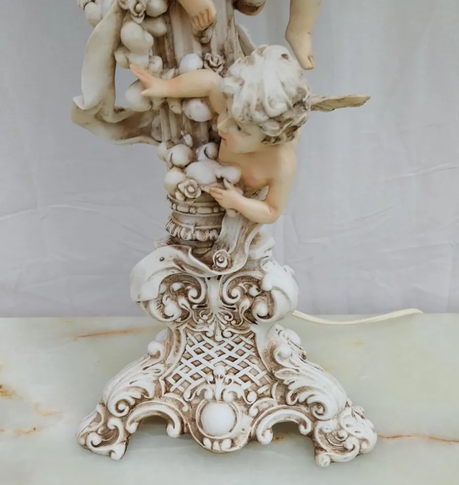 Outlet Pamono Vintage Cherub Table Lamp with Tulip Lamp Shade, 1980s