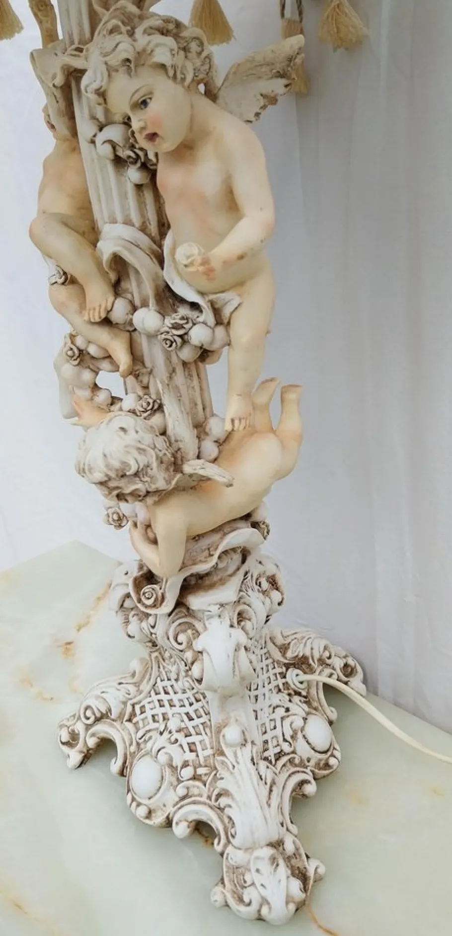 Outlet Pamono Vintage Cherub Table Lamp with Tulip Lamp Shade, 1980s