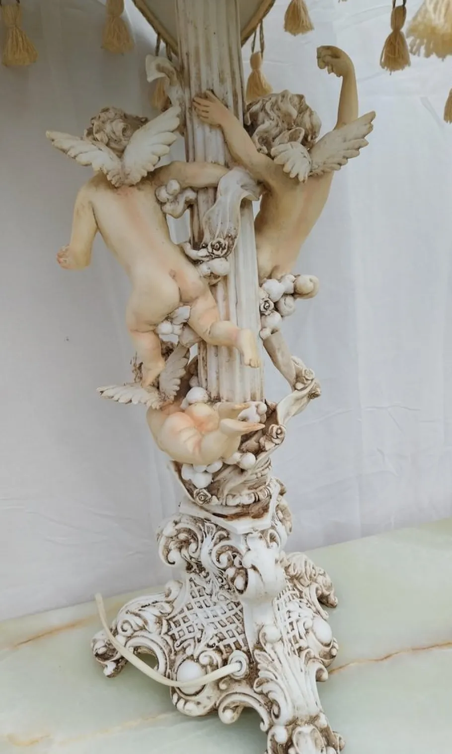 Outlet Pamono Vintage Cherub Table Lamp with Tulip Lamp Shade, 1980s