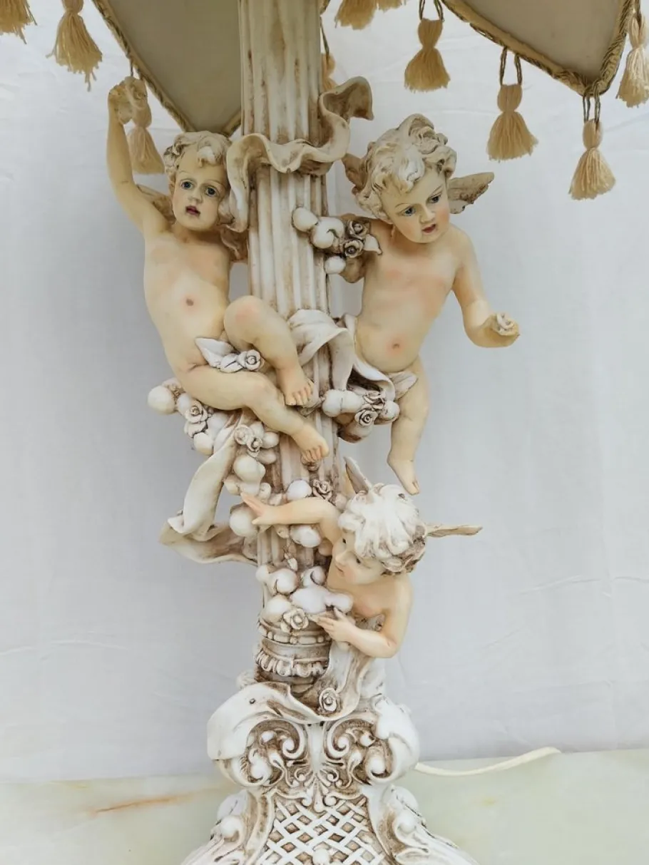 Outlet Pamono Vintage Cherub Table Lamp with Tulip Lamp Shade, 1980s