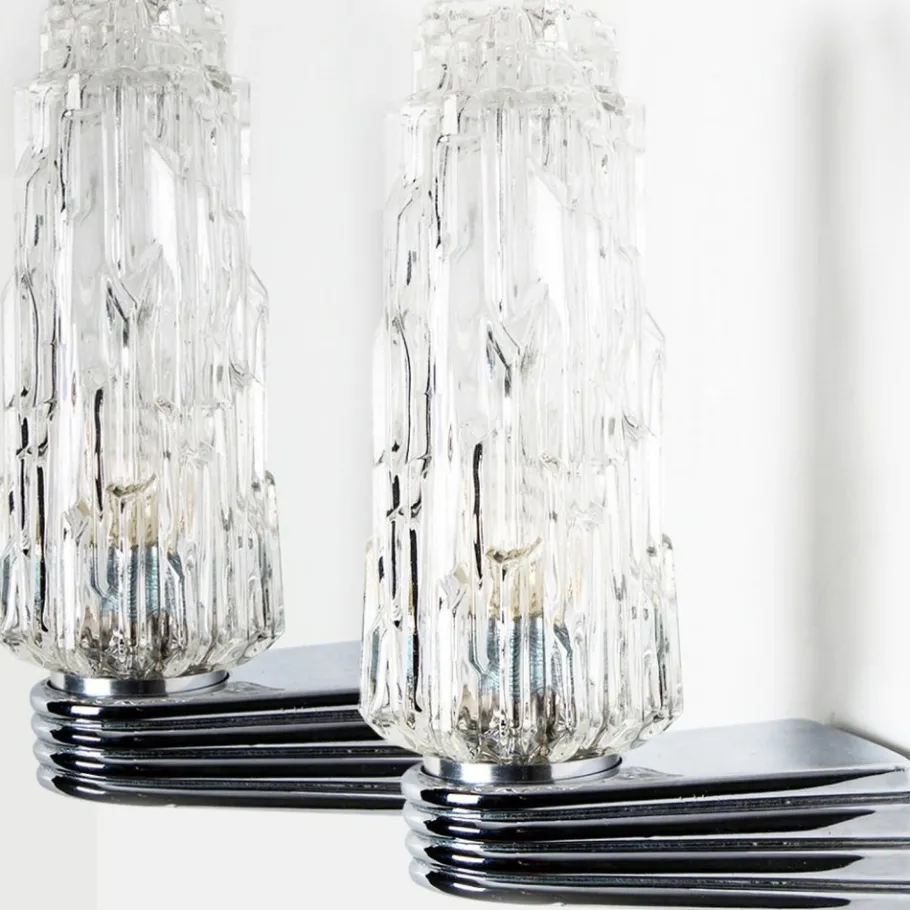 Clearance Pamono Vintage Chrome and Clear Glass Sconce, 1960