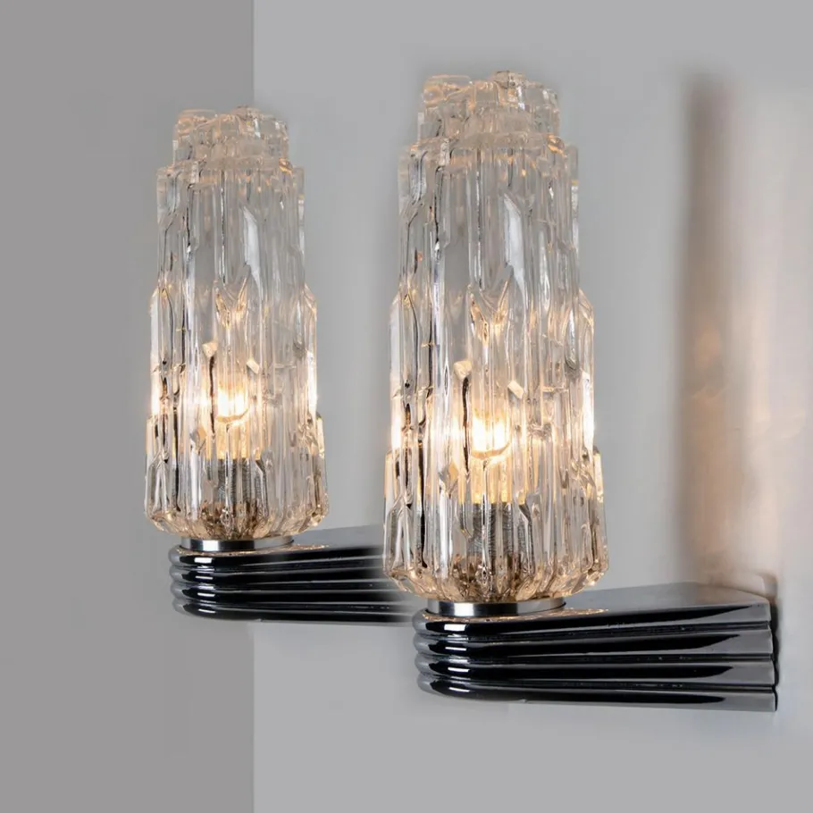 Clearance Pamono Vintage Chrome and Clear Glass Sconce, 1960