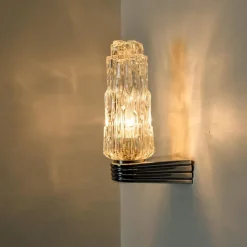 Clearance Pamono Vintage Chrome and Clear Glass Sconce, 1960