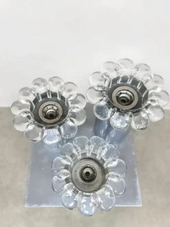 Pamono Vintage Chrome and Glass Flower Wall Sconces, 1970s, Set of 3