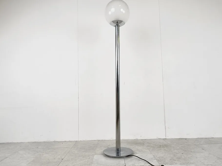 Outlet Pamono Vintage Chrome and Glass Floor Lamp, 1970s