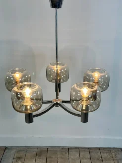 Clearance Pamono Vintage Chrome Metal Chandelier attributed to Gaetano Scolari, 1970s