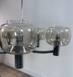 Clearance Pamono Vintage Chrome Metal Chandelier attributed to Gaetano Scolari, 1970s