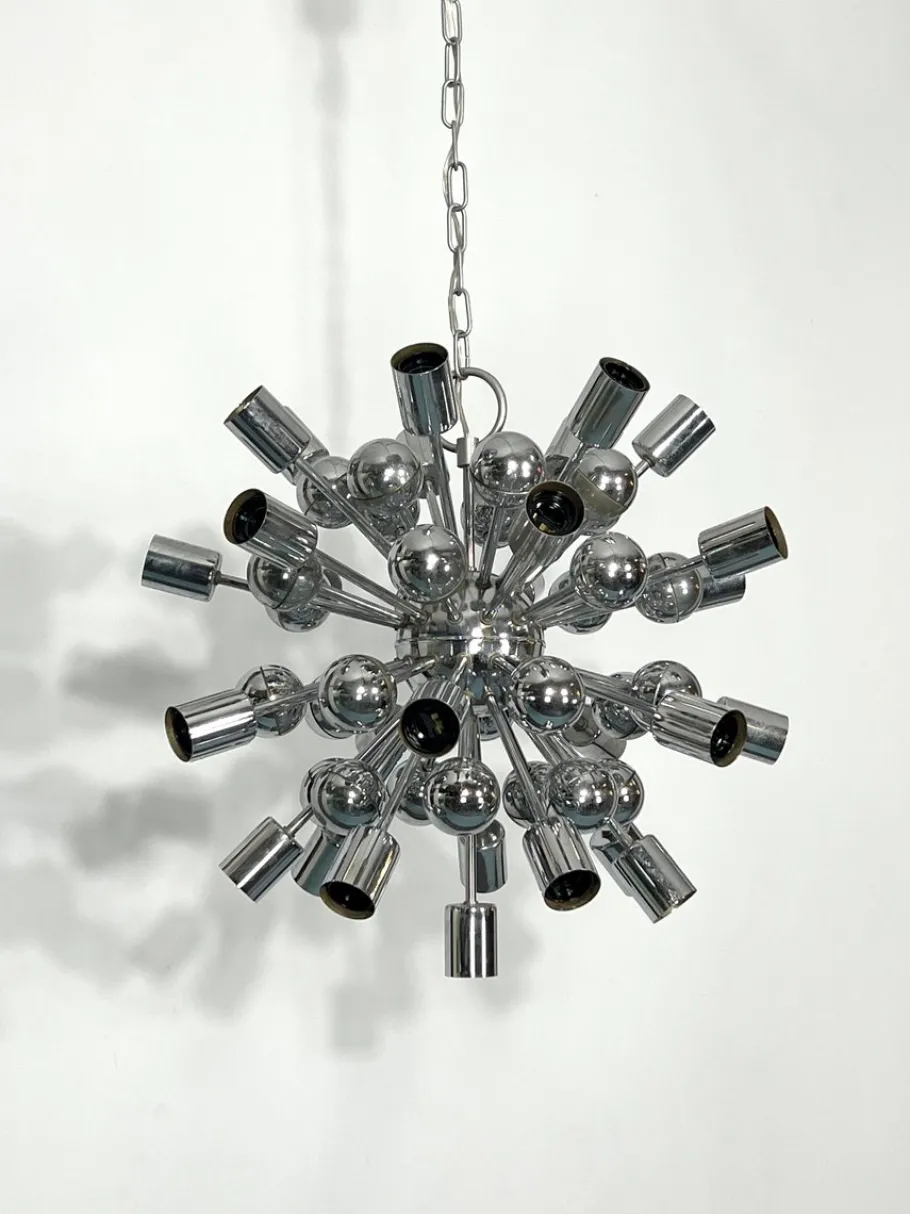 Sale Pamono Vintage Chrome Sputnik Chandelier from Reggiani, Italy, 1970s