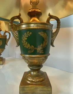 Discount Pamono Vintage Classic Baroque-Style Painted Ceramic Urn Table Lamps, Set of 2