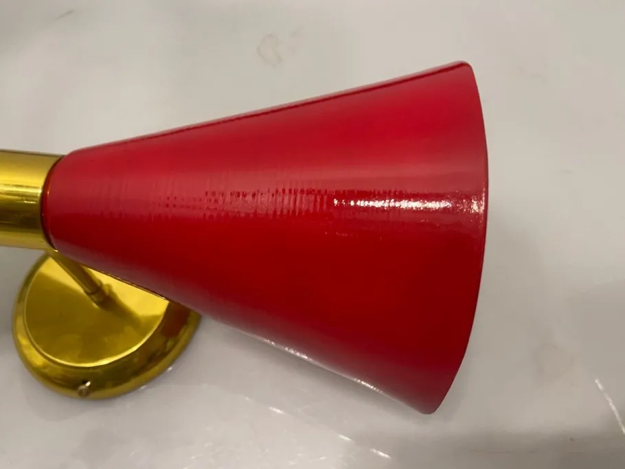 Pamono Vintage Conical Metal Brass Sconces, 1980s, Set of 2