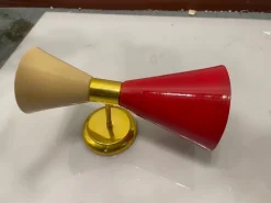 Pamono Vintage Conical Metal Brass Sconces, 1980s, Set of 2