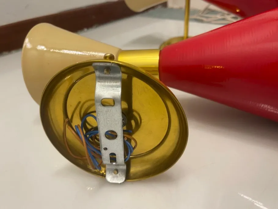 Pamono Vintage Conical Metal Brass Sconces, 1980s, Set of 2