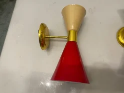 Pamono Vintage Conical Metal Brass Sconces, 1980s, Set of 2