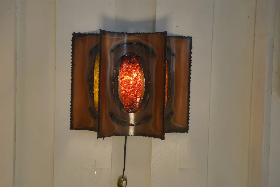 New Pamono Vintage Copper and Resin Wall Light from Accolay, 1950s