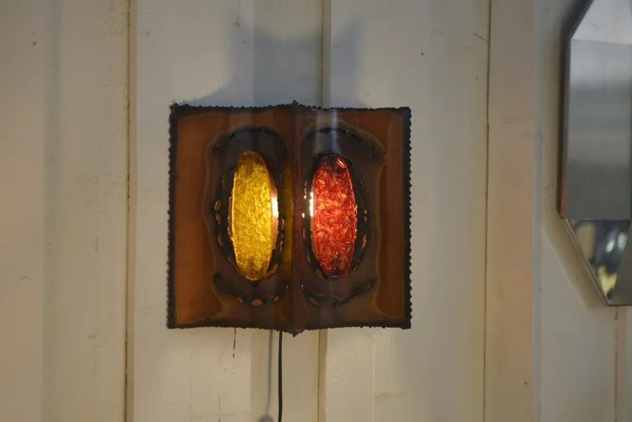 New Pamono Vintage Copper and Resin Wall Light from Accolay, 1950s