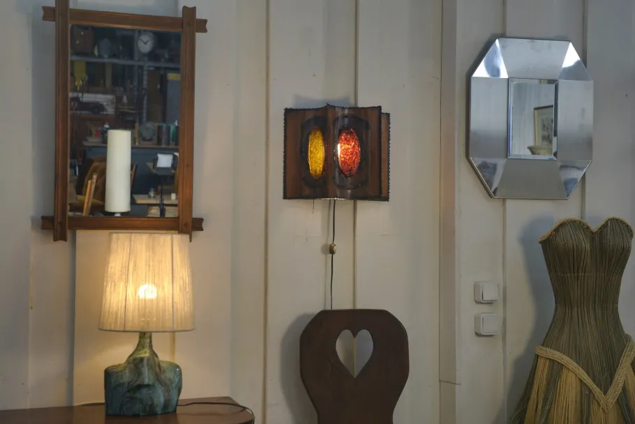 New Pamono Vintage Copper and Resin Wall Light from Accolay, 1950s